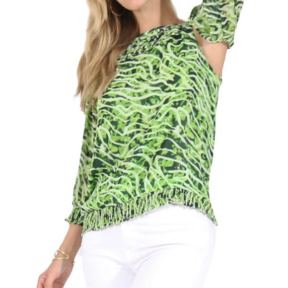 BCBGMaxAzria- Chiffon Blouse Green - Picture 2 of 8